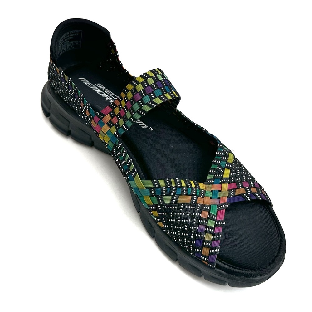 Skechers Lightweight Memory Foam Rainbow Parallel Woven Textile Open Toe Sandals